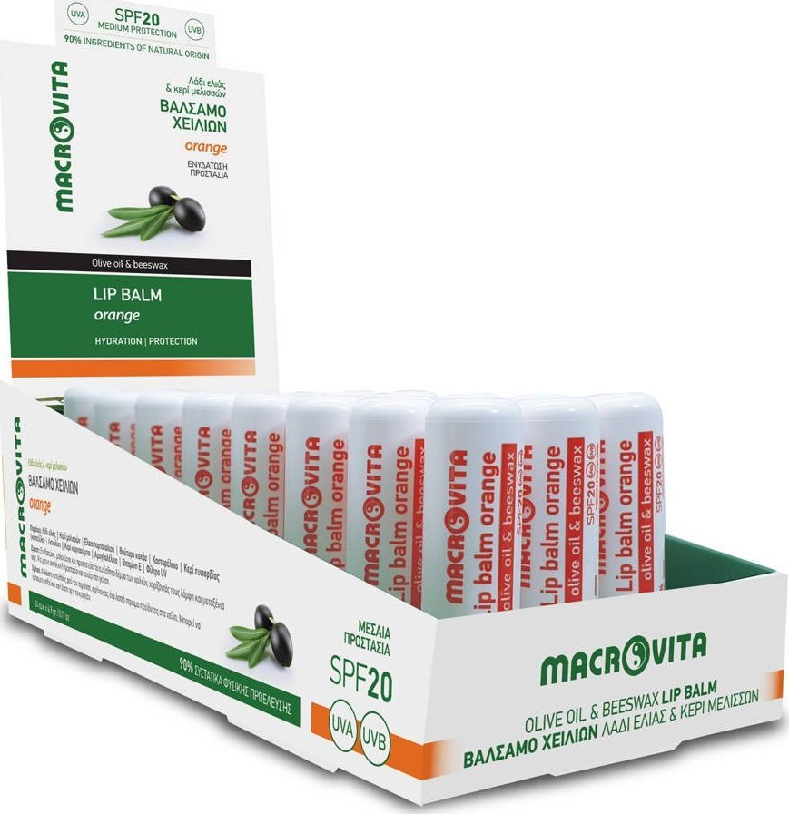 Macrovita MACROVITA pomadka do ust z oliwą z oliwek i woskiem pszczelim SPF20 POMARAŃCZA 4.8g 1