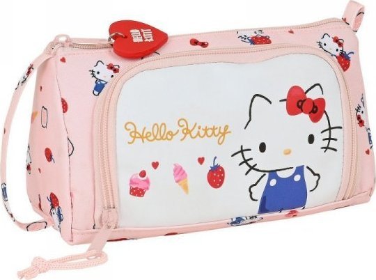Piórnik Hello Kitty Torba szkolna Hello Kitty Happiness Girl Różowy Biały (20 x 11 x 8.5 cm) (32 Części) 1