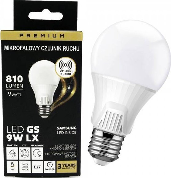 Kobi Light Żarówka Led 9W E27 z Czujnikiem Ruchu Neutralna - Premium LED Samsung 1