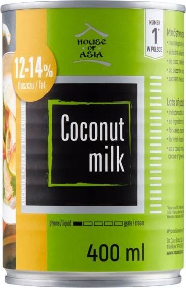 House of Asia Mleczko kokosowe (12-14%) w puszce 400ml - House of Asia 1