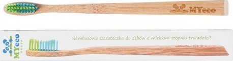 MYECOBRUSH SZCZOTECZKA DO ZĘBÓW BAMBUSOWA SLIM ZIELONO - NIEBIESKA MIĘKKA - MYECOBRUSH 1
