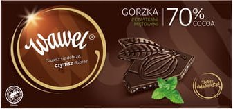 Wawel Wawel Czekolada Gorzka 70% z cząstkami miętowymi 100g - kartonik 1
