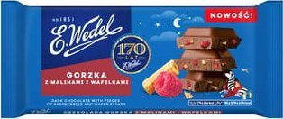 E.Wedel E.Wedel Czekolada Gorzka z Malinami i Wafelkami 80g 1