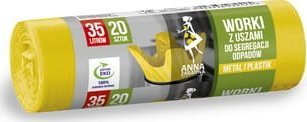 Anna Zaradna Anna Zaradna Worki z uszami do segregacji odpadów plastik, metal 35L 20szt żółte 1