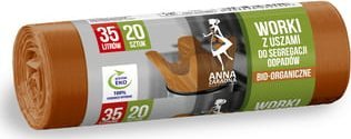 Anna Zaradna Anna Zaradna Worki z uszami do segregacji odpadów bio 35L 20szt brązowe 1