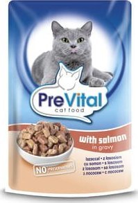 PreVital Pełnoporcjowa karma dla kotów Prevital z łososiem w sosie 100g 1