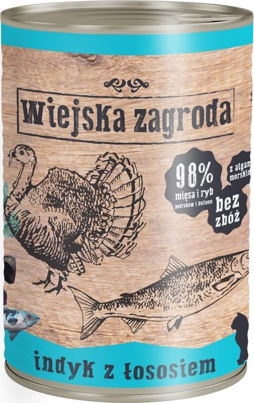 Wiejska Zagroda Wiejska Zagroda Karma mokra dla kota Indyk z Łososiem 400g 1