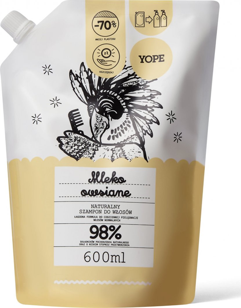 Yope YOPE Naturalny szampon do włosów Mleko owsiane uzupełnienie 600ml 1