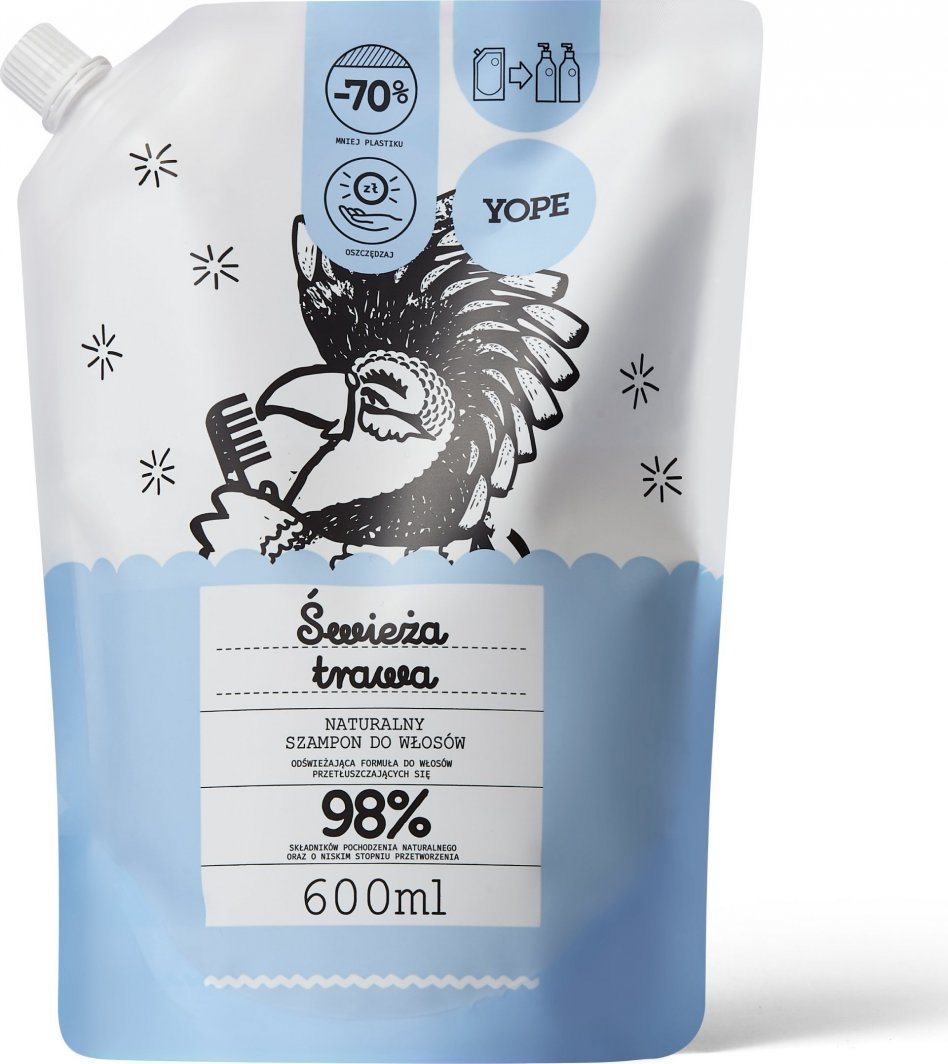 Yope YOPE Naturalny szampon do włosów Świeża trawa uzupełnienie 600ml 1