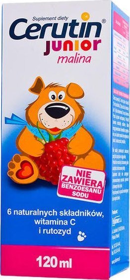 POLFARMEX Cerutin Junior (Ceruvit Junior) syrop dla dzieci powyżej 3 lat smak malinowy 120ml - Długi termin ważności! 1