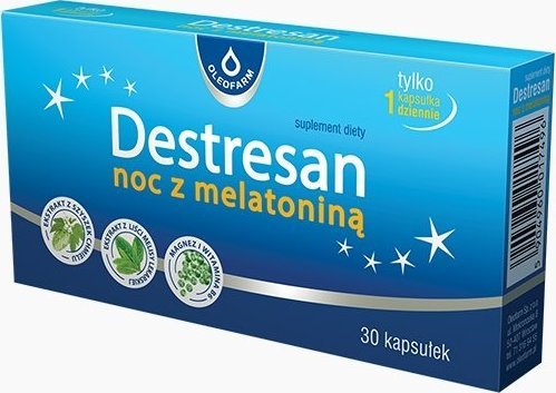 Oleofarm Destresan noc z melatoniną, 30 kapsułek - Długi termin ważności! 1