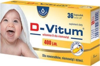 Oleofarm D-Vitum Witamina D dla niemowląt, 36 kapsułek twist-off - Długi termin ważności! 1