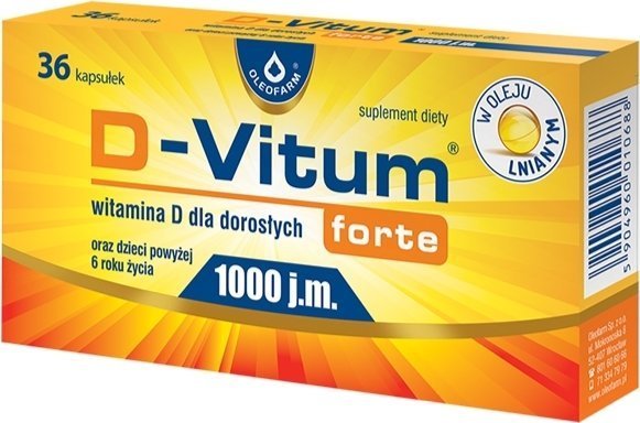 Oleofarm D-Vitum forte Witamina dla dorosłych 36 kapsułek - Długi termin ważności! 1