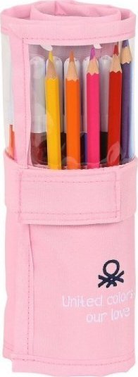 Piórnik Benetton Etui szkolne z akcesoriami Benetton Vichy Walcowanie Różowy (27 Części) 1