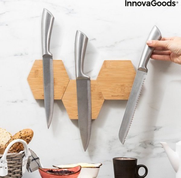 InnovaGoods Magnetyczne Uchwyty Samoprzylepne z Bambusa Magbu InnovaGoods Zestaw 3 sztuk 1