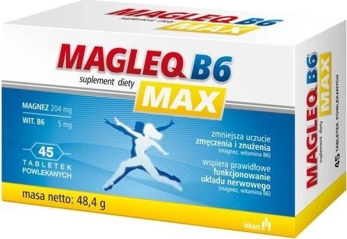 Lek-Am Magleq B6 Max, 45 tabletek - Długi termin ważności! 1