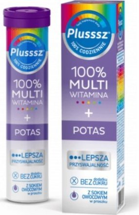 Polski Lek Plusssz 100% Multiwitamina + Potas, 20 tabletek musujących - Długi termin ważności! 1