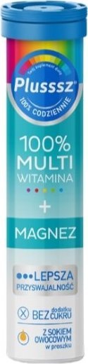 Polski Lek Plusssz 100% Multiwitamina + Magnez, 20 tabletek musujących - Długi termin ważności! 1