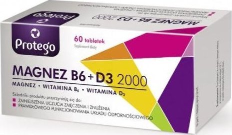 Salvum Protego Magnez B6 + D3 2000, 60 tabletek - Długi termin ważności! 1