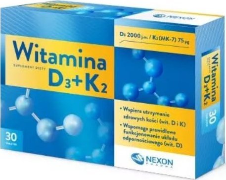 Nexon Pharma Witamina D3+K2 30 tabletek - Długi termin ważności! 1
