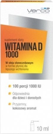 Verco Witamina D 1000 krople, 10 ml - Długi termin ważności! 1