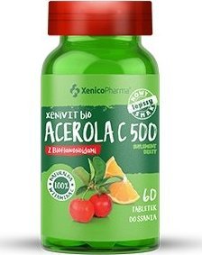 XENICO PHARMA XeniVIT BIO Acerola C 500 z bioflawonoidami, 60 tabletek do ssania - Długi termin ważności! 1