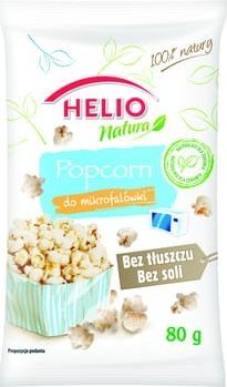 HELIO Popcorn do mikrofalówki bez dodatku tłuszczu i soli HELIO Natura 80 g 1