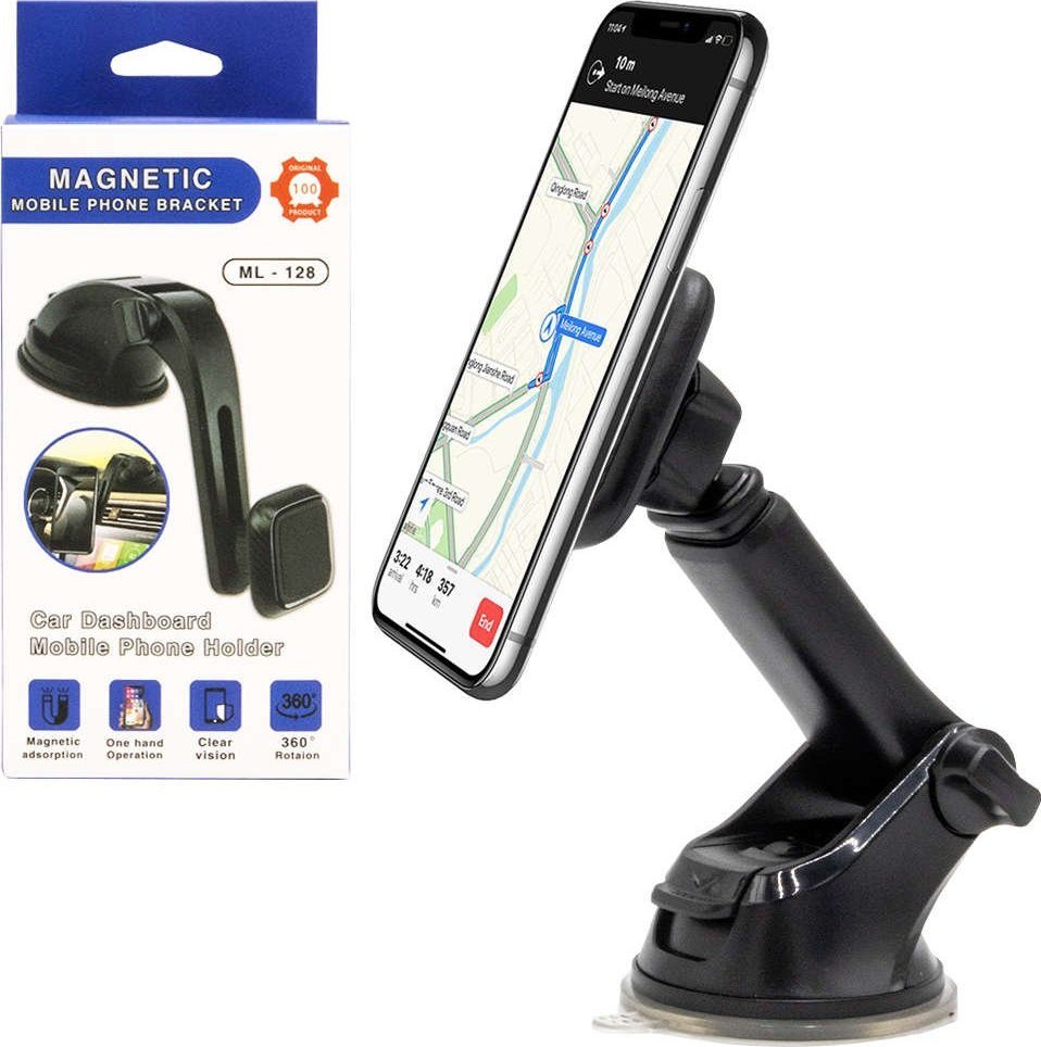 Uchwyt samochodowy Uniwersalny magnetyczny ML-128 teleskopowy do telefonu na szybę Black 1