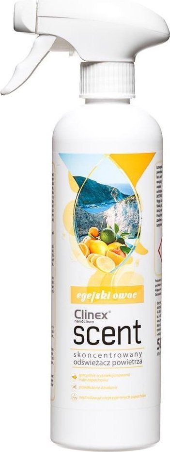Clinex Skoncentrowany odświeżacz powietrza rozpylany na powierzchnie CLINEX Scent - Egejski Owoc 500ML 1