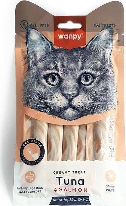 WANPY KOT 70g KREM Z TUŃCZYKIEM i   ŁOSOSIEM 5*14g 1