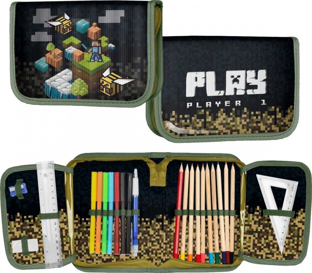 Piórnik PIÓRNIK Z WYPOSAŻENIEM DLA FANA GRY MINECRAFT 1