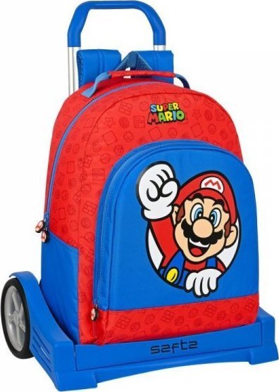 Super Mario Torba szkolna z kółkami Super Mario Czerwony Niebieski (32 x 42 x 15 cm) 1