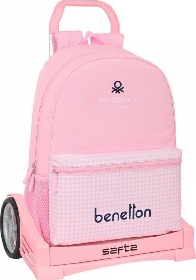 Benetton Torba szkolna z kółkami Benetton Vichy Różowy (30 x 46 x 14 cm) 1
