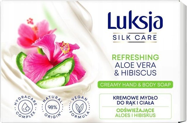 Sarantis Luksja Silk Care Odświeżające Kremowe Mydło w kostce do rąk i ciała - Aloes i Hibiskus 100g 1