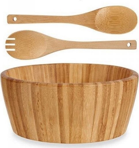 Set Miska do Sałatki Bambus Naturalny (20 x 9 x 20 cm) (3 pcs) 1