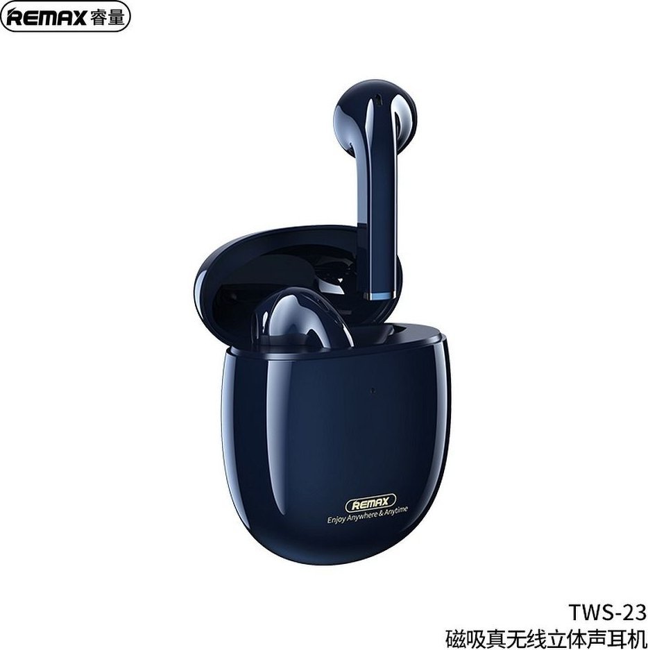 Słuchawki Techonic REMAX słuchawki bezprzewodowe / bluetooth TWS-23 ze stacją dokującą niebieskie 1