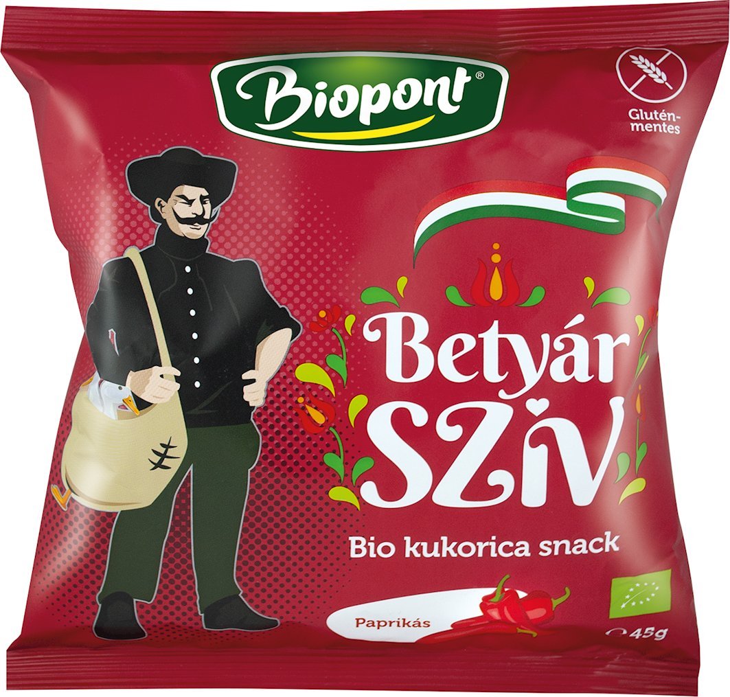 CHRUPKI KUKURYDZIANE O SMAKU PAPRYKOWYM BEZGLUTENOWE BIO 45 g - BIOPONT 1
