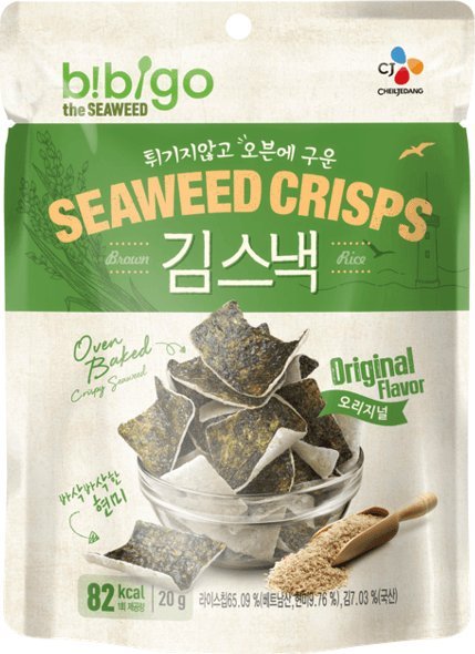 CHEILJEDANG Chipsy Seaweed Crisps z brązowego ryżu i wodorostów Original 20g - CJ Bibigo 1