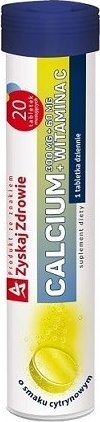 Zyskaj Zdrowie Calcium 300 mg + Witamina C 60mg o smaku cytrynowym, 20 tabletek musujących - Długi termin ważności! 1