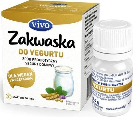 ŻYWE KULTURY BAKTERII DO VEGURTU "ZAKWASKA" BEZGLUTENOWE 1 g (2 FIOLKI) - VIVO 1