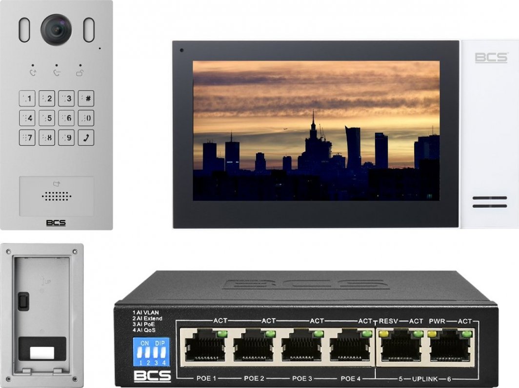 Screen Bcss System BCS Wideodomofon IP BCS-PAN1601S-S + Monitor 7