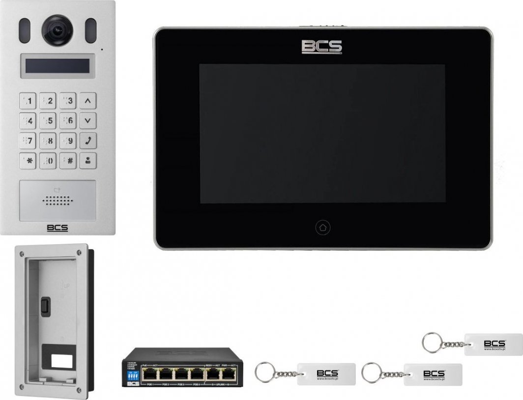 Screen Bcss System BCS Wideodomofon IP BCS-PAN9201S-S + Monitor BCS-MON7300B-S Czarny ...