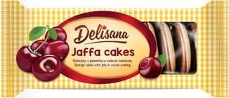 Delisana DELISANA Biszkopty z galaretką o smaku wiśniowym w polewie kakaowej 135g 1