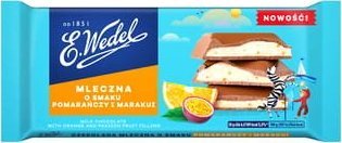 E.Wedel E.Wedel Czekolada Mleczna z Nadzieniem o Smaku Pomarańczy i Marakui 100g 1