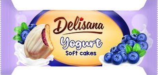 Delisana DELISANA Biszkopty z galaretką o smaku jagodowym w polewie jogurtowej 135g 1