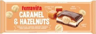 Czekolada Terravita mleczna z nadzieniem jogurtowym i karmelowym z całym orzechem 235g 1