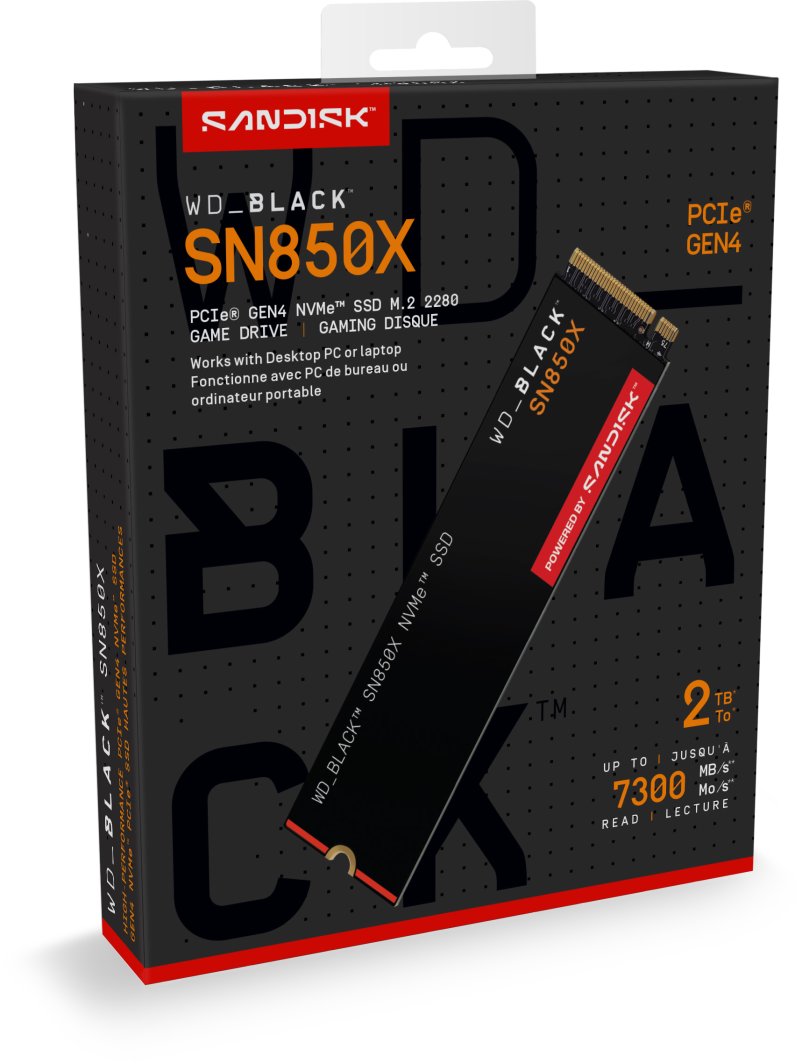 SanDisk Black SN850X 2TB M.2 2280 PCI-E x4 Gen4 NVMe (WDS200T2X0E