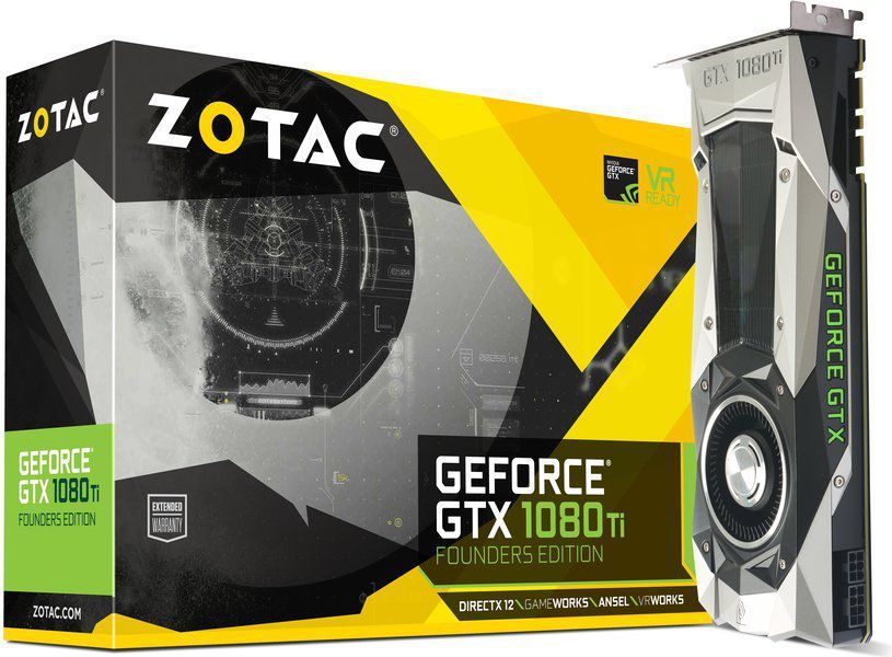 Karta graficzna Zotac GeForce GTX 1080 Ti Founders Edition 11GB GDDR5X (352 bit), HDMI, 3x DP, BOX (ZT-P10810A-10P) 1