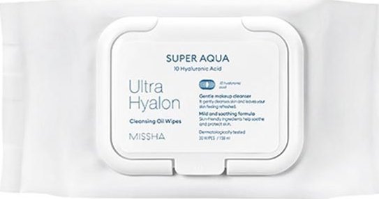 Missha MISSHA Super Aqua Ultra Hyaluron Cleansing Oil Wipes Oczyszczające chusteczki nasączone olejkiem do demakijażu 154 ml (30 chusteczek) 1