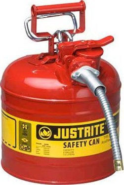 Topserw Pojemnik zabezpieczający stalowy na płyny łatwopalne 7.5 l, Typ II, AccuFlow, wąż spustowy, czerwony